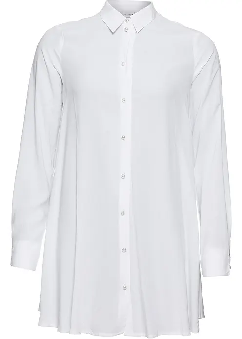 Bluse mit Perlenknopfleiste in weiß von vorne - bonprix