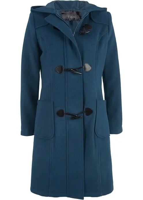 Dufflecoat-Wollmantel in blau von vorne - bonprix