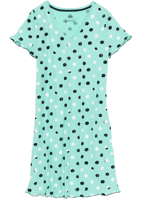 Kurzes Nachthemd aus Bio-Baumwolle in grün von vorne - bonprix