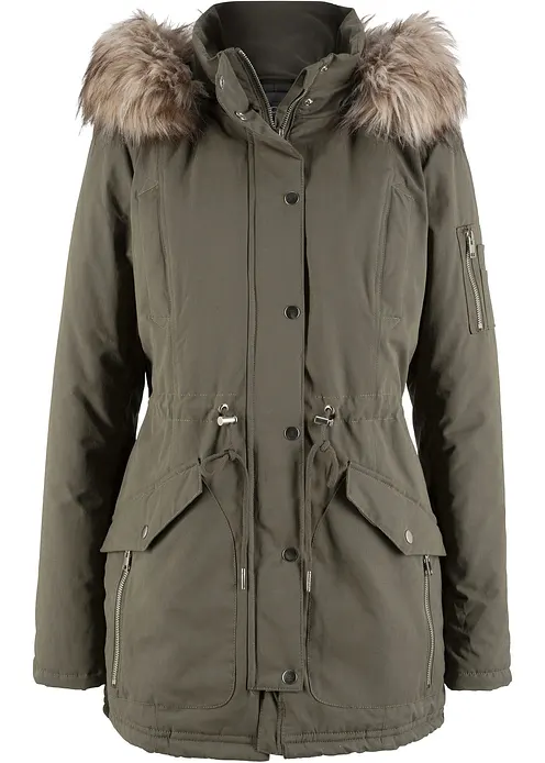 Warmer Parka, gefüttert in grün von vorne - bonprix