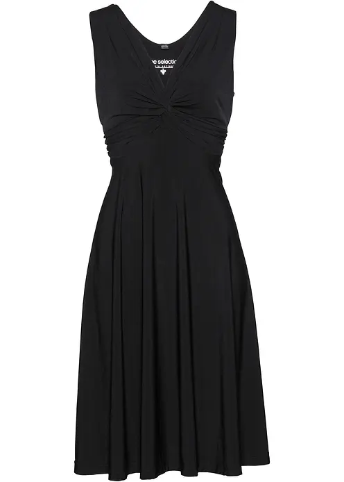 Shirtkleid mit V-Ausschnitt in schwarz von vorne - bonprix