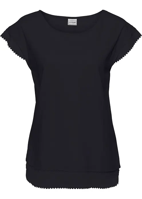 Boxy-Shirt aus Baumwolle in schwarz von vorne - bonprix