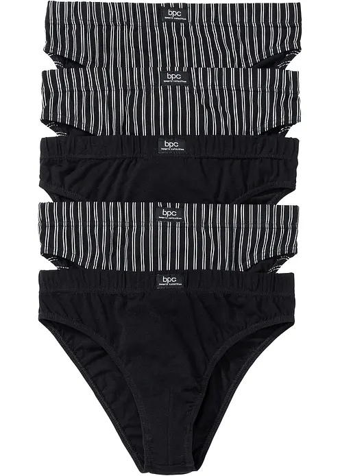 Slip mit Baumwolle (5er Pack) in schwarz von vorne - bonprix