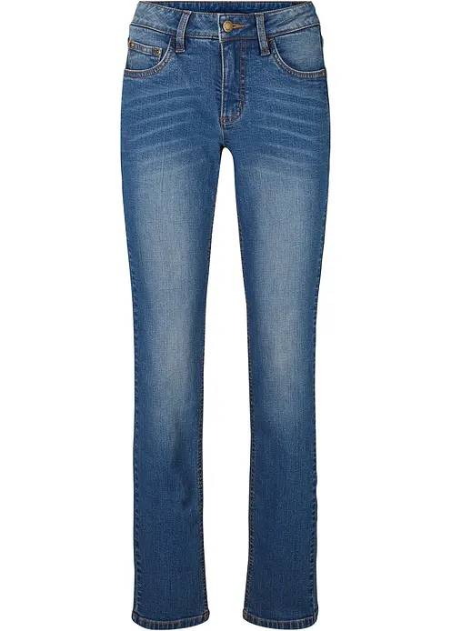 Straight-Jeans Mid Waist, Stretch in blau von vorne - bonprix