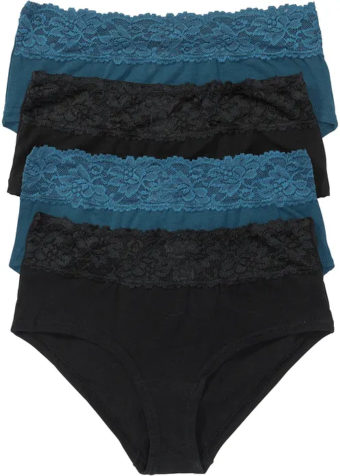 Maxipanty (4er Pack) in schwarz von vorne - bonprix