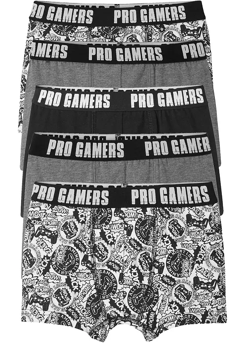 Boxershorts mit weicher Baumwolle (5er-Pack) in schwarz von vorne - bonprix