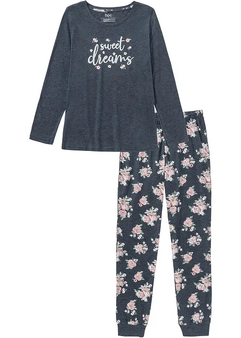 Pyjama in blau von vorne - bonprix