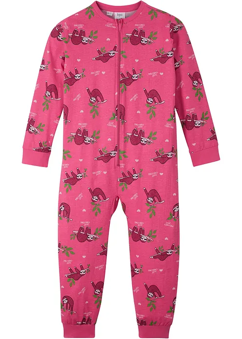 Schlafoverrall aus reiner Bio-Baumwolle in pink von vorne - bonprix