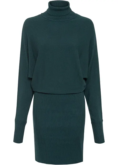 Strickkleid aus Viskose-Mix in petrol von vorne - bonprix