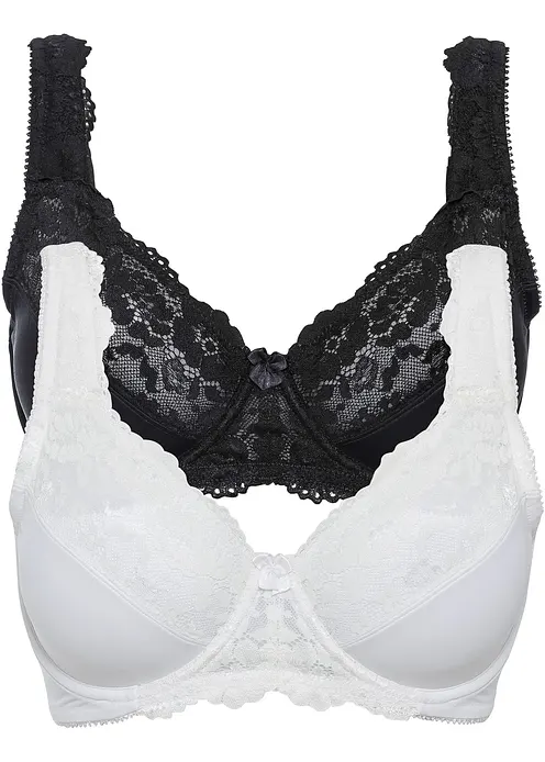 Minimizer-BH mit gepolsterten Trägern (2er Pack) in schwarz von vorne - bonprix