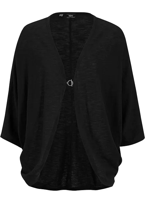 Feinstrickjacke aus reiner Baumwolle in schwarz von vorne - bonprix
