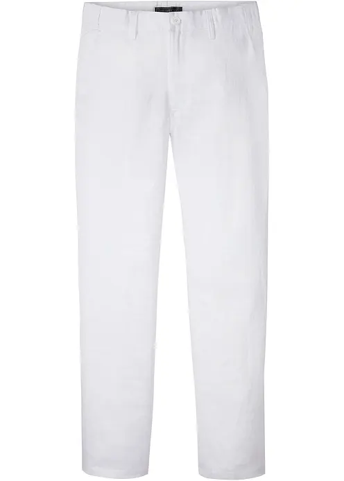 Regular Fit Chinohose aus reinem Leinen, Straight in weiß von vorne - bonprix