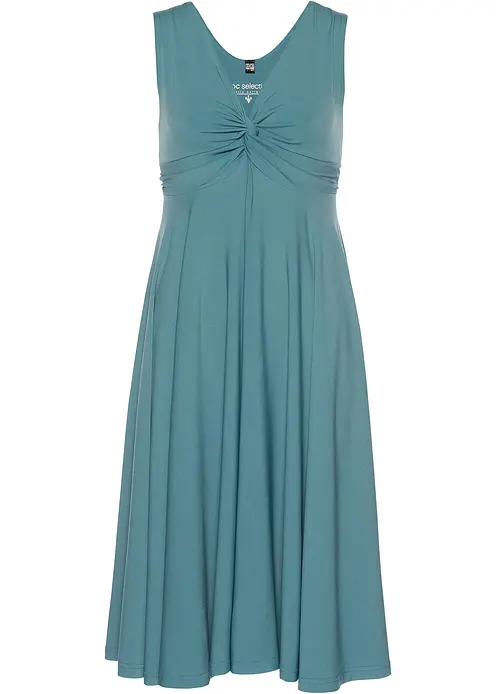 Shirtkleid mit V-Ausschnitt in petrol von vorne - bonprix