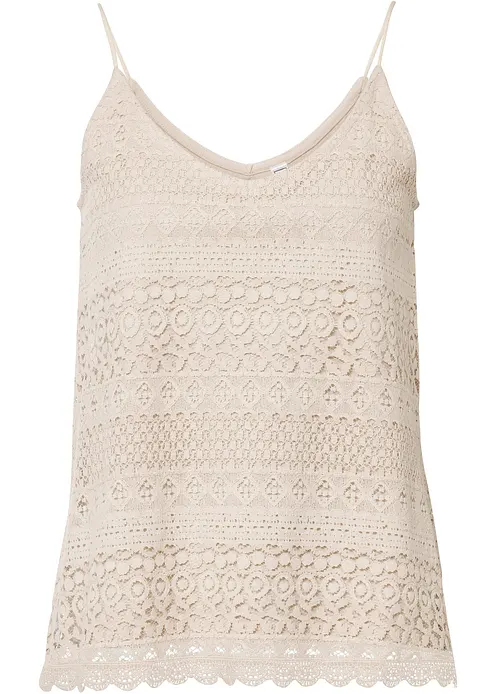 Top aus Baumwolle in beige von vorne - bonprix