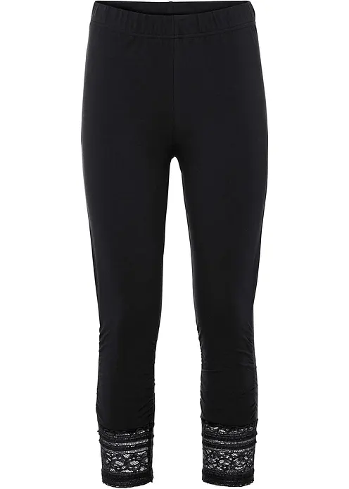 Capri-Leggings mit Bio-Baumwolle in schwarz von vorne - bonprix