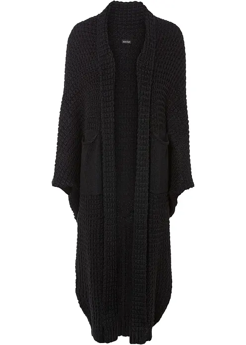 Longstrickjacke in schwarz von vorne - bonprix