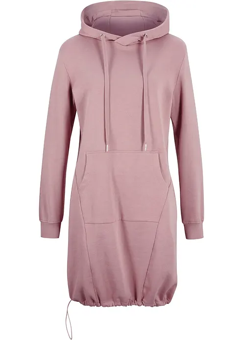 Sweatkleid aus Baumwoll-Mix in rosa von vorne - bonprix