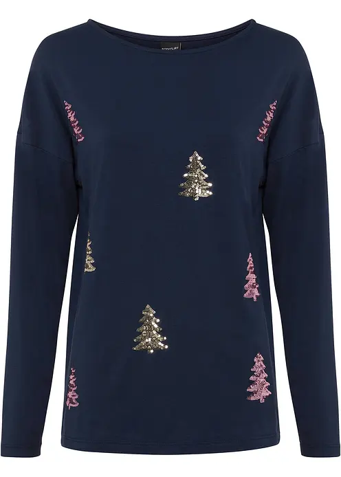 Shirt aus fließendem Viskose-Mix in blau von vorne - bonprix