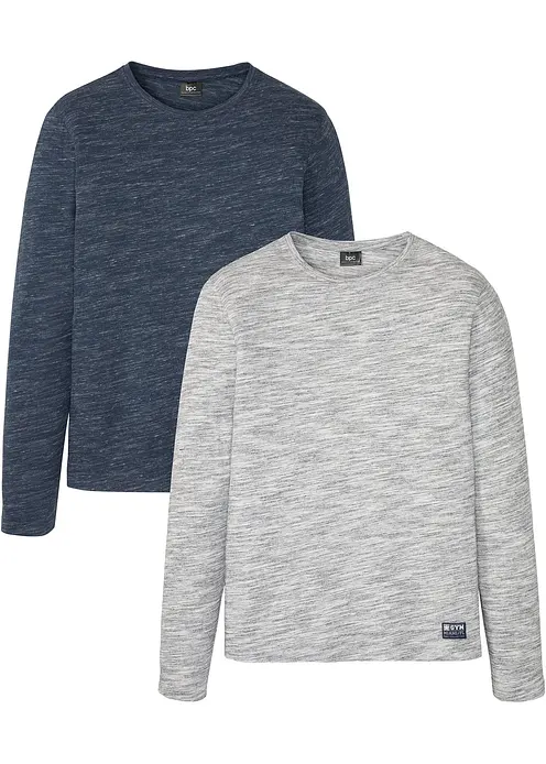 Langarmshirt (2er Pack) in blau von vorne - bonprix