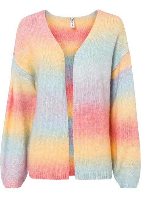 Grobstrickjacke aus weichem Woll-Mix in blau von vorne - bonprix