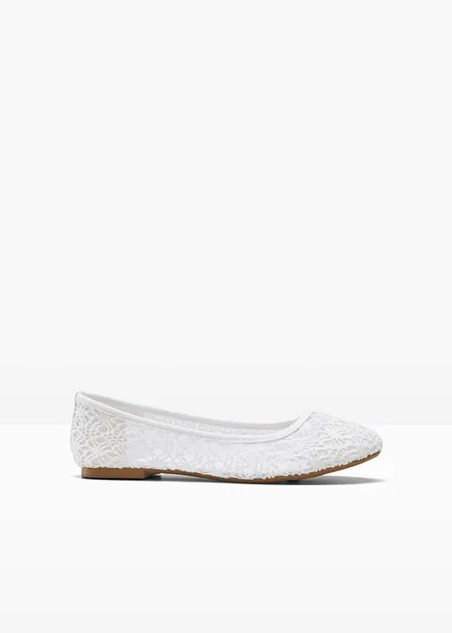 Ballerinas mit Spitze in weiß von vorne - bonprix