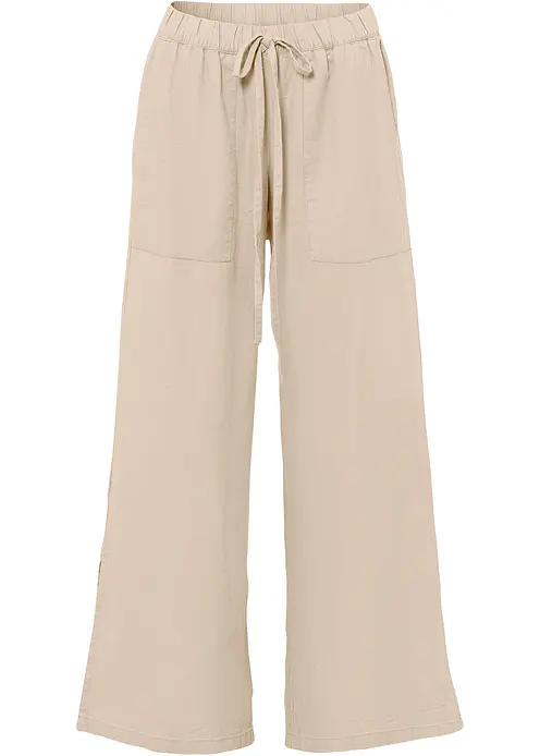 Marlenehose aus Leinen in beige von vorne - bonprix