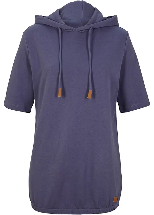 Hoodie aus Baumwollmix in blau von vorne - bonprix
