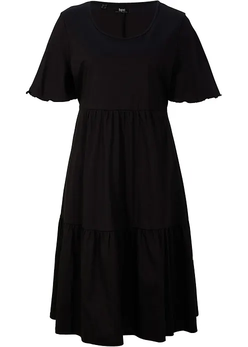 Jerseykleid aus reiner Baumwolle in schwarz von vorne - bonprix