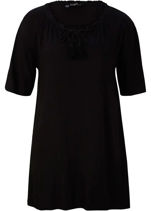 Longshirt aus Viskose-Mix in schwarz von vorne - bonprix