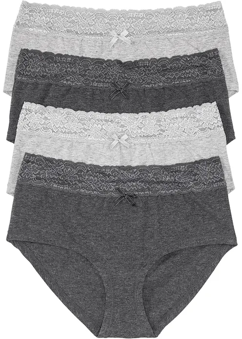 Maxipanty (4er Pack) in grau von vorne - bonprix