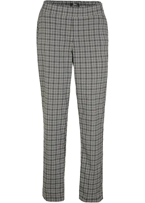 Schlupfhose mit Bequembund, kariert in schwarz von vorne - bonprix