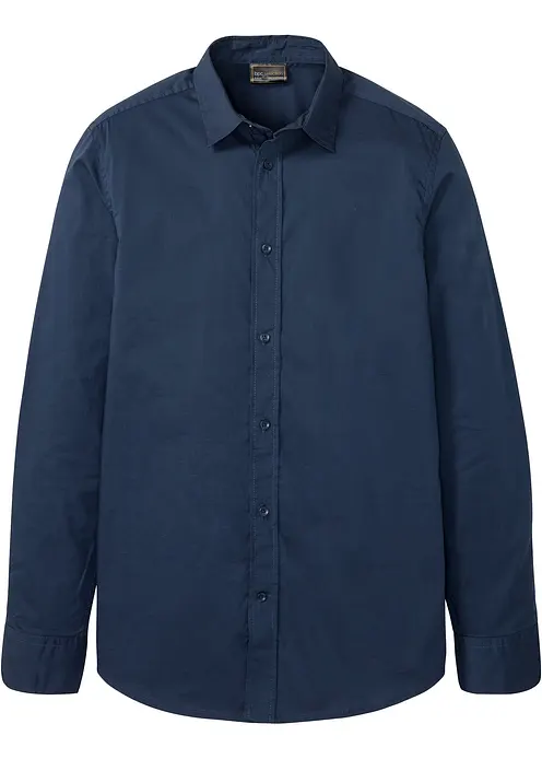 Business-Hemd mit Stretch, Slim Fit in blau von vorne - bonprix