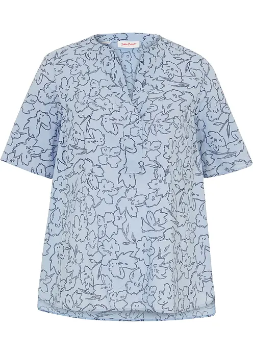 Tunikabluse aus reiner Baumwolle in blau von vorne - bonprix