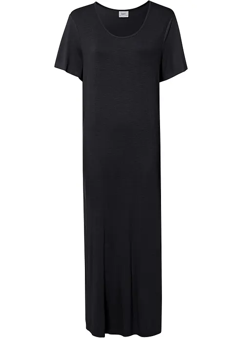 Jerseykleid aus fließendem Viskose-Mix in schwarz von vorne - bonprix