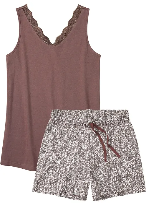 Shorty mit feiner Spitze in lila von vorne - bonprix