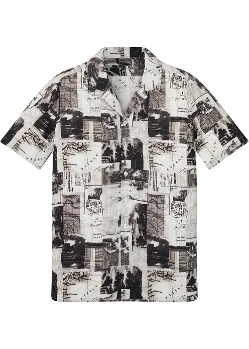 Kurzarmhemd aus Viskose in weiß von vorne - bonprix