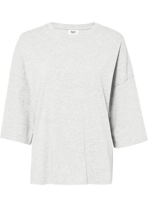 Oversize-Shirt aus elastischem Bio-Baumwoll-Mix in grau von vorne - bonprix