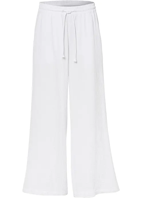 Palazzo-Hose aus Musselin in weiß von vorne - bonprix