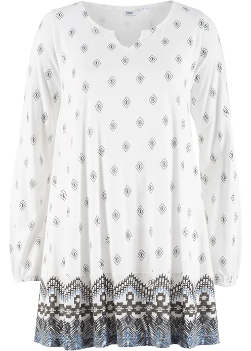 Shirt-Tunika aus Baumwoll-Viskose-Mix in weiß von vorne - bonprix
