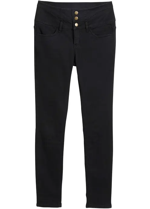 Skinny Jeans High Waist, Shaping Thermojeans in schwarz von vorne - bonprix