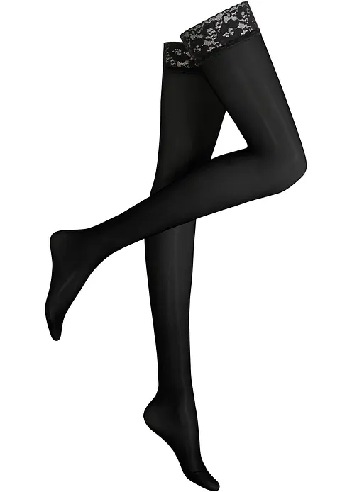 Strapsstrümpfe 20den in schwarz von vorne - bonprix