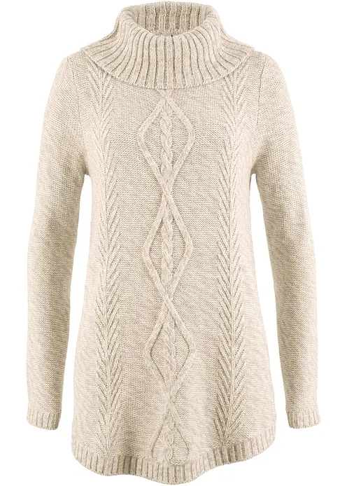Poncho-Longpullover, Langarm in weiß von vorne - bonprix