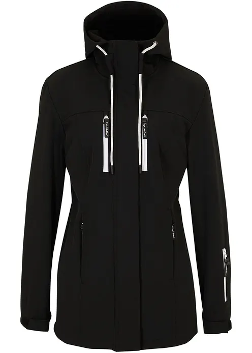 wasserabweisende Softshelljacke in schwarz von vorne - bonprix