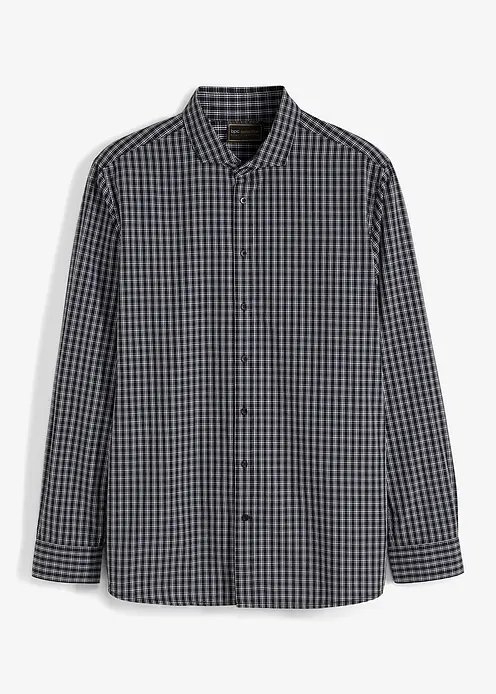 Business-Hemd aus reiner Baumwolle, Regular Fit in schwarz von vorne - bonprix