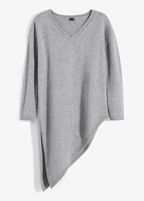 Long-Pullover in grau von vorne - bonprix