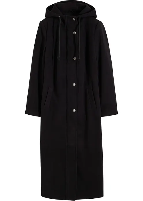 Mantel aus Wollimitat, Maxi-Länge in schwarz von vorne - bonprix