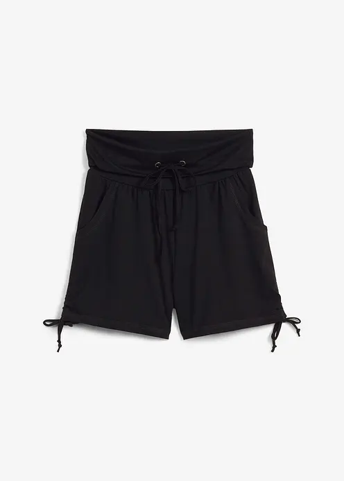 Shorts mit Raffung in schwarz von vorne - bonprix