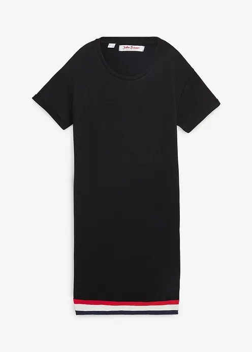 Jerseykleid aus weichem Viskose-Mix in schwarz von vorne - bonprix
