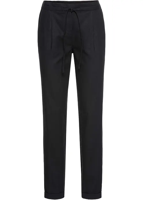 Leinenhose in schwarz von vorne - bonprix
