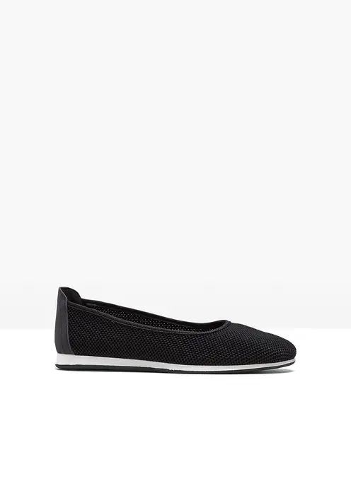 Komfort-Ballerinas mit Stretch Fit in schwarz von vorne - bonprix
